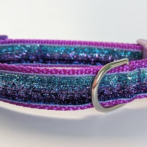 Mermaid Ombre Sparkle Dog Collar / Blue Purple Aqua / Bling Dog Collar image 4