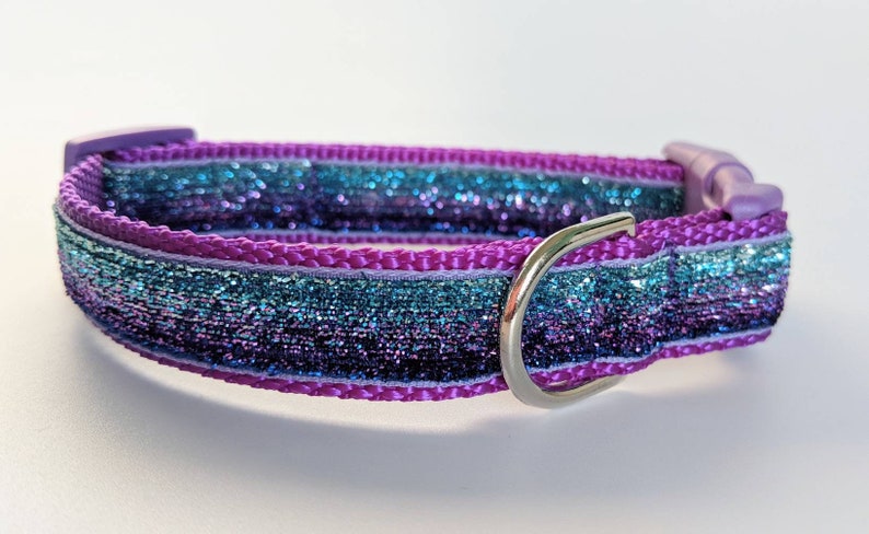 Mermaid Ombre Sparkle Dog Collar / Blue Purple Aqua / Bling Dog Collar image 4