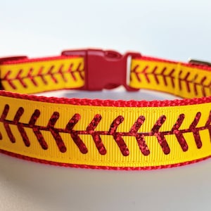 Softball Stitches Dog Collar / Yellow Softball Dog Collar You pick the nylon & buckle colors image 6