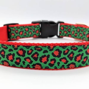 Christmas Leopard Print Dog Collar / Red Green Leopard Print / Holiday Dog Collar image 6