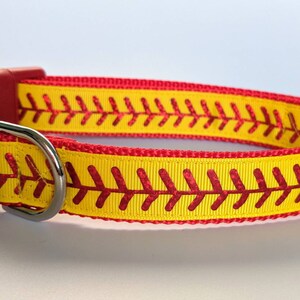 Softball Stitches Dog Collar / Yellow Softball Dog Collar You pick the nylon & buckle colors image 7