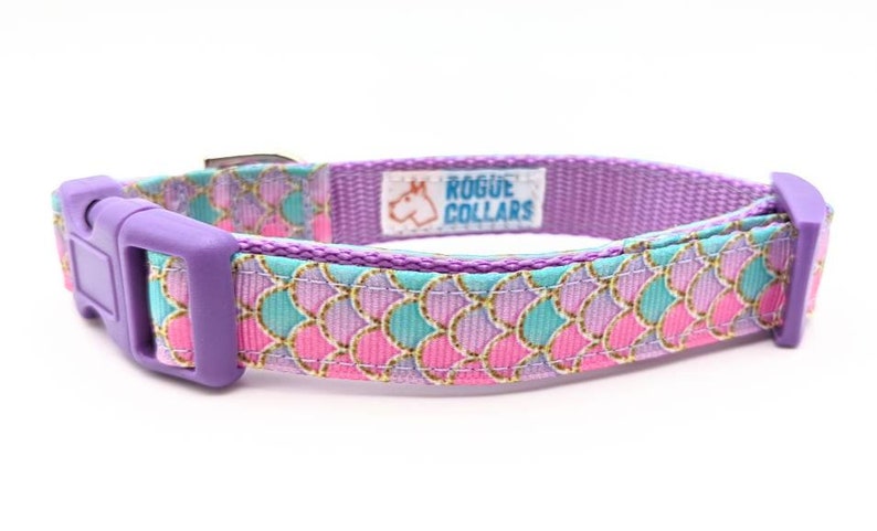 Pink Mermaid Scales Dog Collar / Summer Beach Dog Collar image 5