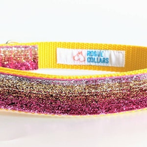 Sunset Ombre Sparkle Dog Collar / Pink Gold Ombre / Glitter Bling Dog Collar image 6