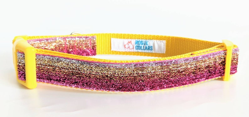 Sunset Ombre Sparkle Dog Collar / Pink Gold Ombre / Glitter Bling Dog Collar image 6