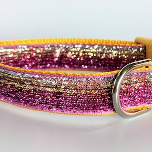 Sunset Ombre Sparkle Dog Collar / Pink Gold Ombre / Glitter Bling Dog Collar image 4