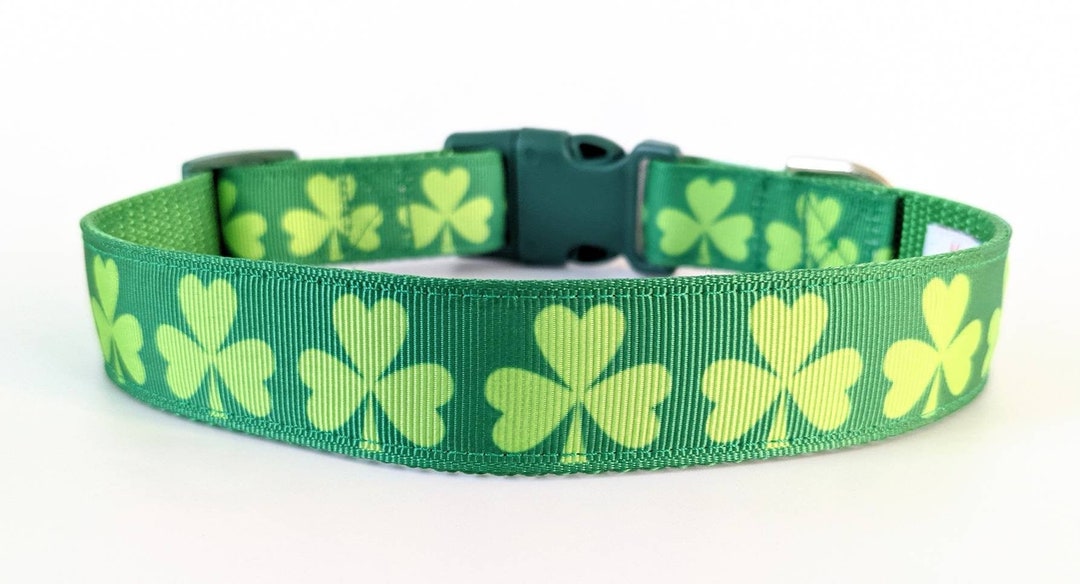 Shamrock Dog Collar: Lucky Clover Patrick's Day Ribbon Collar