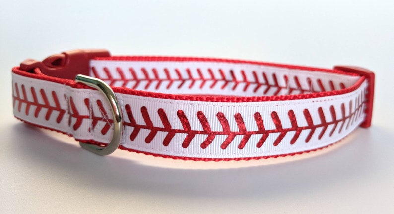 Baseball Stitches Dog Collar / Sports Dog Collar You pick the nylon & buckle colors image 7