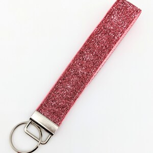 Custom Ribbon Key Fob / Key Chain Holder You pick the design Sparkle-BubblegumPnk