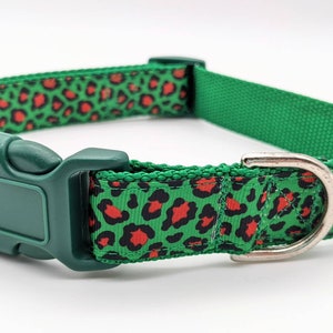 Christmas Leopard Print Dog Collar / Red Green Leopard Print / Holiday Dog Collar image 7