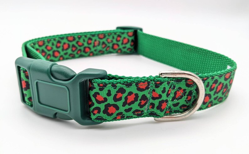 Christmas Leopard Print Dog Collar / Red Green Leopard Print / Holiday Dog Collar image 7