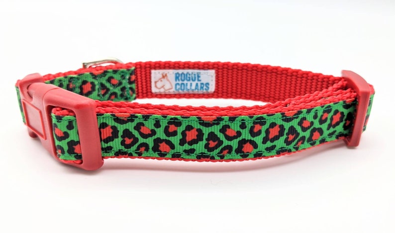 Christmas Leopard Print Dog Collar / Red Green Leopard Print / Holiday Dog Collar image 5