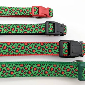 Christmas Leopard Print Dog Collar / Red Green Leopard Print / Holiday Dog Collar image 2