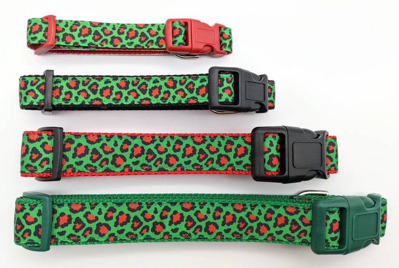 Christmas Leopard Print Dog Collar / Red Green Leopard Print / Holiday Dog Collar image 2