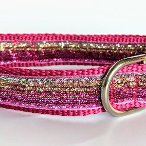 Sunset Ombre Sparkle Dog Collar / Pink Gold Ombre / Glitter Bling Dog Collar image 5