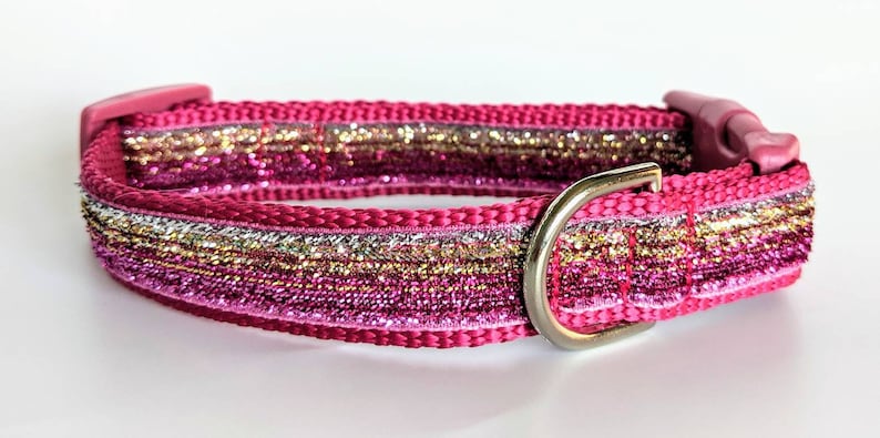 Sunset Ombre Sparkle Dog Collar / Pink Gold Ombre / Glitter Bling Dog Collar image 5