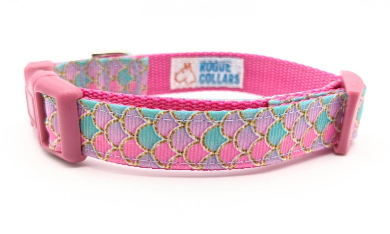 Pink Mermaid Scales Dog Collar / Summer Beach Dog Collar image 4