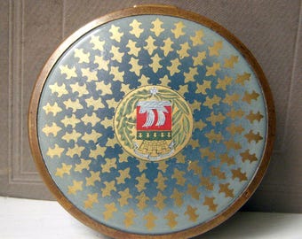 Vintage Coty Fleur De Lis Enamel Pressed Powder Compact, 1940's Compact, 2.75 Inch Cosmetic Collectible