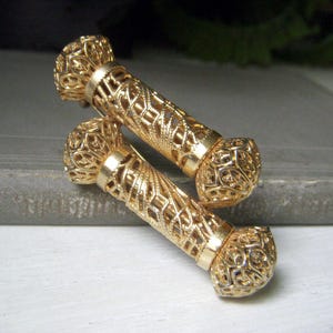 Unique Filigree Brooch, Goldtone Double Pin, Detailed Intricate Design, Well-made Vintage Brooch, Costume Jewelry