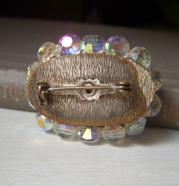 Vintage Clear Oval Swarovski Brooch, Crystal Bead… - image 4
