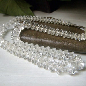 Antique Art Deco Rock Crystal Quartz Necklace Choker, Pyramid Cone Shape Beads Sterling Silver Clasp Amazing Vintage 1920&#39;s Crystal Clear
