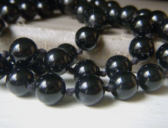 Vintage Hand-Knotted Black Onyx Necklace, Endless… - image 3