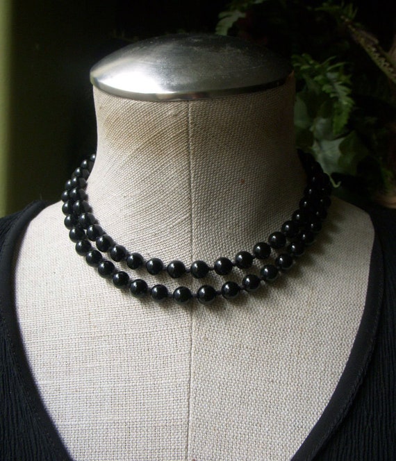 Vintage Hand-Knotted Black Onyx Necklace, Endless… - image 5
