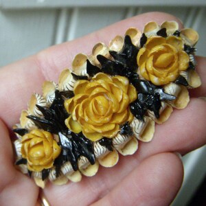 Vintage Shark Tooth and Real Shell Brooch, Floral Seashell Pin, Large ...