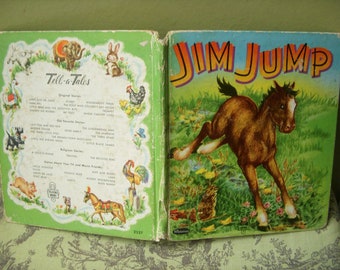 Jim Jump, Vintage Tell-A-Tale Book, Whitman Horse Picture Book 1954, Betty Ren Wright, Pix by Sharon Banigan