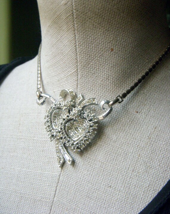 Dazzling Vintage Rhinestone Choker Necklace, Two … - image 4