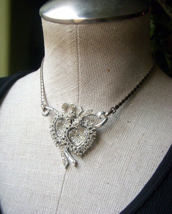 Dazzling Vintage Rhinestone Choker Necklace, Two … - image 2