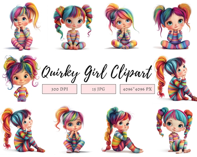 16 Quirky Girl Clipart, Commercial Use, Digital Download, Digital ...