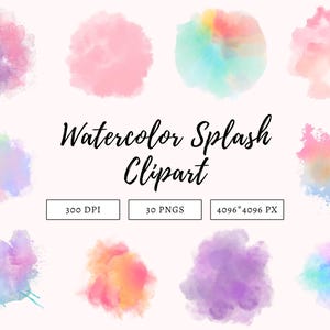 Zestaw clipartów pastelowych akwareli png, rozpryski farby png, kolorowe rozpryski kolorów, neutralne rozpryski akwareli clipart