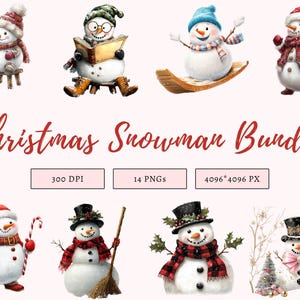 Aquarell Schneemann Clipart png Bundle, Schneemann Sammlung Clipart, Peking Schneemann Clipart, Niedlicher Schneemann Clipart, Weihnachten Schneemann Clipart