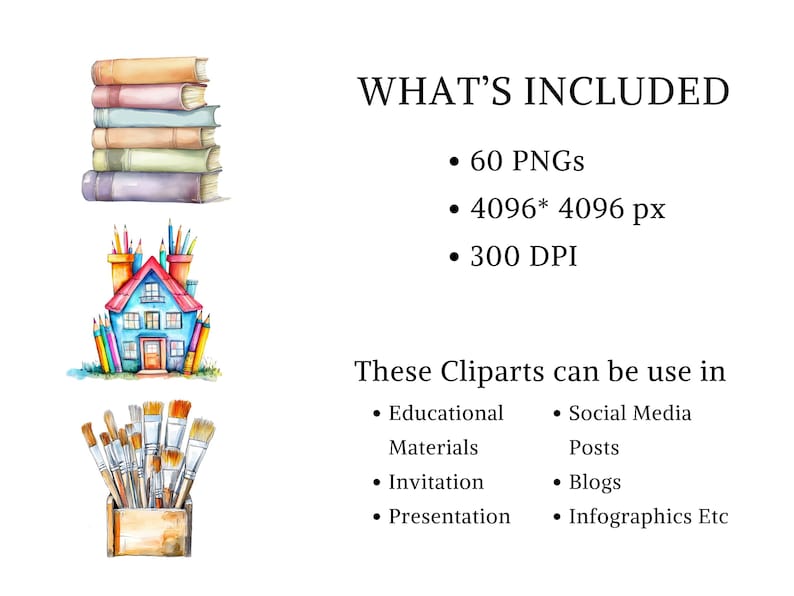 watercolor clipart
back to school png
school supplies png
teachers clipart set
stationary clipart
retro school clipart
school bus clipart
pastel school png
kids craft and art
cute school supplies
cute classroom png
cute school sticker
school graphics