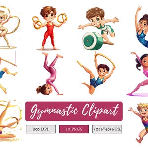 40 Gymnastic Clipart Bundle png, Gymnastic Silhouette, Gymnastic Clipart, Gymnastic Girl Clipart, Gymnastic Boy Clipart, Digital Download