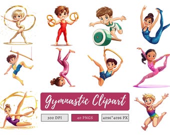 40 Gymnastic Clipart Bundle png, Gymnastic Silhouette, Gymnastic Clipart, Gymnastic Girl Clipart, Gymnastic Boy Clipart, Digital Download