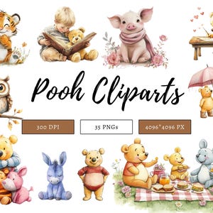 Winnie The Pooh Clipart, Pooh Clipart Bundle, Pooh And Friends Clipart, Classic Winnie The Pooh, Pooh png, Pooh Party Décor Pooh Digital png