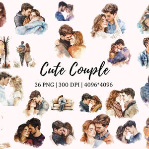 Paquete de imágenes prediseñadas de pareja enamorada, imágenes prediseñadas de pareja enamorada linda, imágenes prediseñadas de pareja en acuarela, imágenes prediseñadas de pareja romántica, imágenes prediseñadas de pareja tomadas de la mano