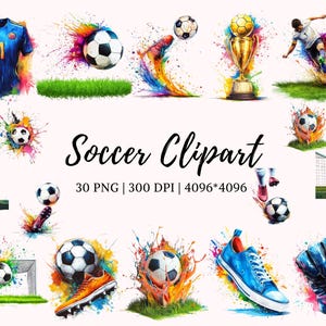 Pacchetto di clipart di calcio png, clipart di calcio ad acquerello png, clipart di calcio, clipart di calcio, clipart di calcio ad acquerello, download digitale
