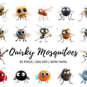 Lustiges Moskito Insekt Clipart png Bundle, süßes Moskito Insekt Clipart png, Aquarell schrulliges Moskito Clipart, schrulliges Insekt Clipart png Bündel