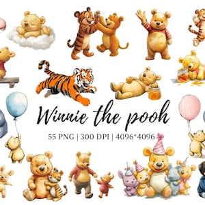 Winnie the Pooh Clipart, Pooh Clipart Bundle, Pooh und Freunde Clipart, klassisches Winnie the Pooh, Pooh png, Pooh Party Dekoration Pooh Digital png