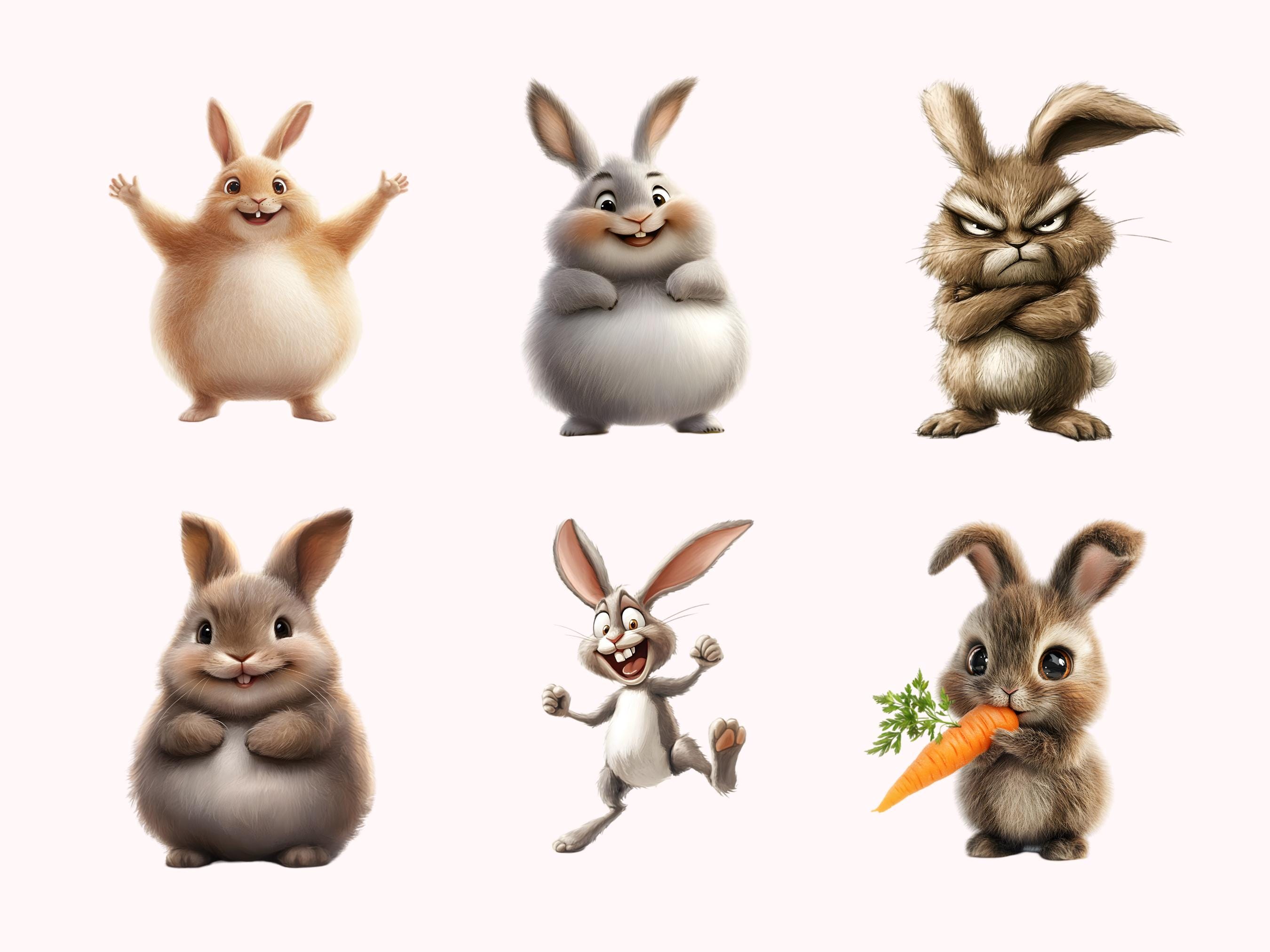 Quirky Rabbit Clipart Png Bundle, Funny Rabbit Clipart, Funny Bunny ...
