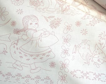 Coral Granny Chic Vintage Embroidery Wide Back by Lori Holt  for Riley Blake Designs