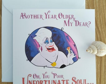 Ursula Evil Sea Witch from Ariel Little Mermaid Birthday Card / You Poor Unfortunate Soul