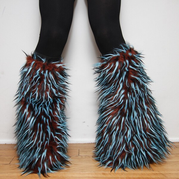 Yeti Turquoise/Brown Fuzzy Leg Warmers