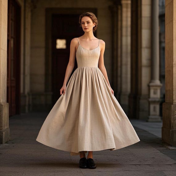 brown summer dress women Beauttable Brilliant Summer New 2024 Women's Bohemian Spaghetti Strap Smocked Tiered Beach Sun Dresses Sleeveless Solid Maxi Dress Long Brown XL