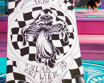 Postal artística de hongos: Impresión de hongos dibujada a mano, tarjeta brillante A6