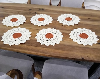 Handmade Cream Crochet Placemats Set: Bohemian Table Centerpiece, Cottagecoregift