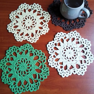Crochet Coasters, Cute Coasters, Handmade Coasters, Summer Coasters, Spring Coasters, Round Coasters, Farmhouse Coasters, Coffee Coasters