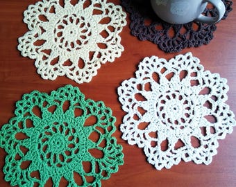 Crochet Coasters Set of 4 , Housewarming Coaster Decor, Giftful Cuteness